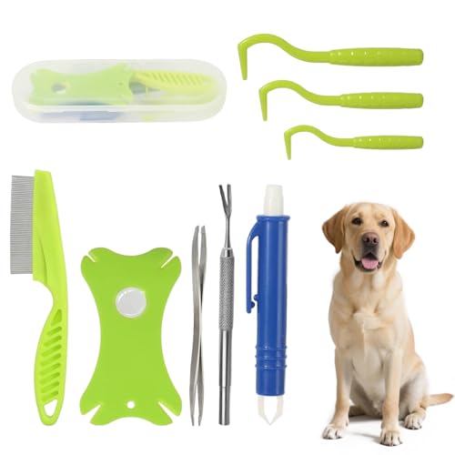 Werownsgso Zeckenzange Set Für Hunde 9 In 1 Zeckenkarte Mit Lupe Pinzette Dekontaminationskamm Tragbarer Professioneller Zeckenentferner Für Mensch Und Haustier Geeignet Für Hunde Und Katzen
