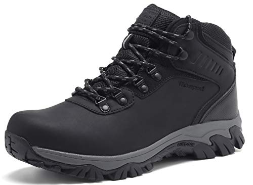 EYUSHIJIA Men's Waterproof Snow Boots Hiking Boot (11 M US, Black-A)