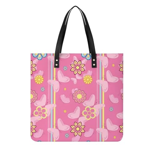 Sac cabas fleur rose papillon idéal pour vos voyages et escapades estivales