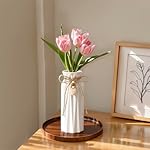 Elegant 8 Inch Ceramic Vase with Geometric Pattern, Decorative Vase with Jute Rope & Heart Charm for Home Décor, Table Centerpieces, and Gifts, Ideal for Living Room, Bedroom, and Office - Image 5