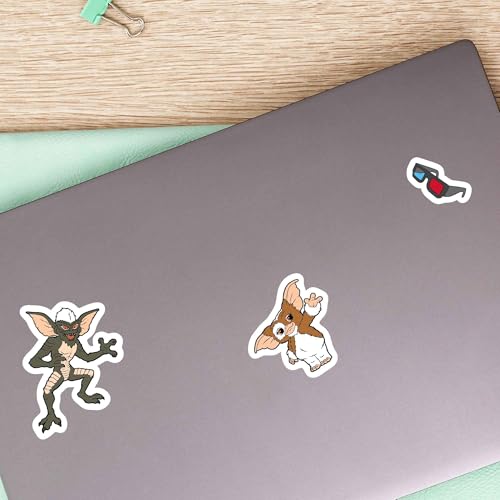 Image of Gremlins Gizmo and Stripe Adhesive Vinyl Decals - Retro Gremlins Stickers for Laptops, Notebooks, or Fandom Displays, 1 Pack (3 Count)