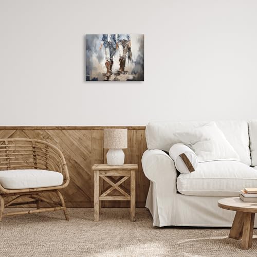 Image of Romantic Cowboy Boots Plaid, 16 x 20 Inch Canvas Wall Art | Stupell Industries . By Ramona Murdock . Ready to hang . Great gift for country decor . Made in USA