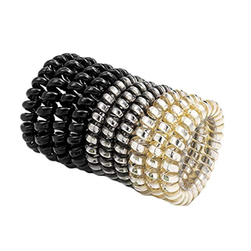 SWECOMZE Set di 10 elastici per capelli a spirale per ridurre le doppie doppie punte e i capelli rotti, elastici per capelli a spirale per capelli sottili, cavo telefonico (M,5,5 cm)