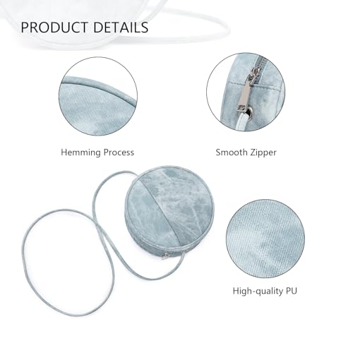 Image of Circle Crossbody Bag for Women NYLON Circle Purse with Zipper Adjustable Knot Shoulder Straps