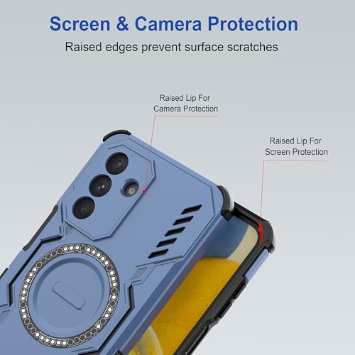 Image of amazon basics Back Case Cover for Samsung Galaxy A26 5G | Magnetic Case with Built-in Metal Ring | Supports Mag-Safe Charger, Wallet & Car Mount | Shockproof Hybrid PC + TPU | Blue