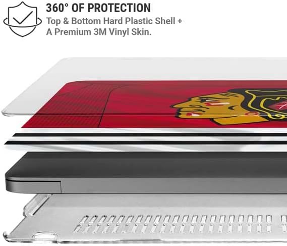 Skinit Case + Skin Compatible with MacBook Pro 14in (2021) - Officially Licensed NHL Blackhawks Red Stripes Design