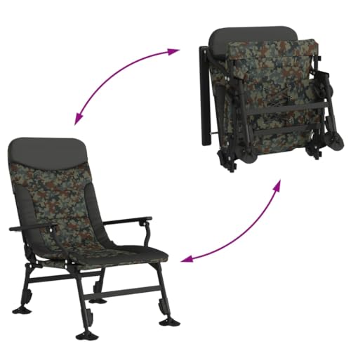 Chaise de pêche pliable réglable à 180° et fauteuil de camping camouflage - 8