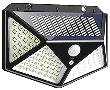 100 LED Solar Motion Sensor Wall Light – Waterproof Outdoor Security Light with 4 Side & 270° Wide Angle Illumination for Yard, Garden, Pathway, Garage (100 Led Solar Sensor Light)