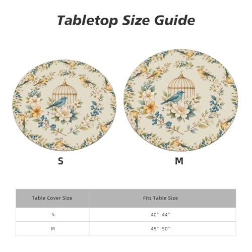 KiuLoam Rustic Vintage Floral and Birds Round Tablecloth Farmhouse Table Cover with Elastic Edge Washable Fitted Table Cloth for Kitchen Patry Outdoor Decor Fits 40"-44", Small by KiuLoam - Used condition - Image 8