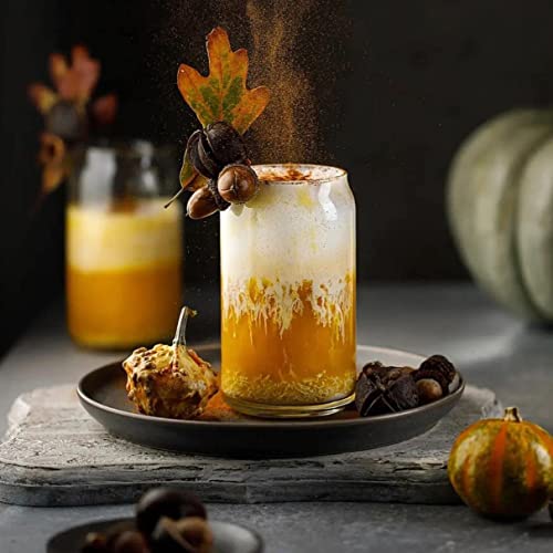 Image of WEZOSHINET Glass with Straw, Smoothie Coffee Beer and Soda Drinking Glass Mug with Straw with can Shape so Delicate to Serve Coffee, Milk, Water and Whisky Beer 500ML (Set of 2)