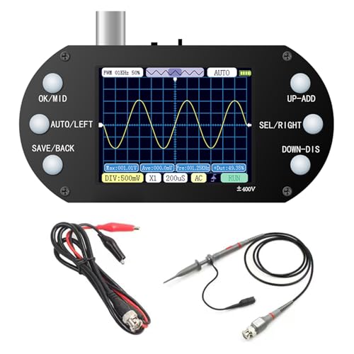 FTVOGUE Osciloscopio Portátil, Pantalla TFT de 2,4 Pulgadas, Oscilómetro de Ancho de Banda de 500 KHz para Mantenimiento y Enseñanza Automotriz (Configuración alta)