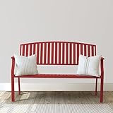 Eongdn 52' Outdoor Garden Bench Weatherproof, Rust-Resistant Aluminum Metal 2-Person Garden Bench with 660 lbs Weight Capacity, Patio Benches for Outdoors Porch, Patio, Backyard and Park（Red, 1PC