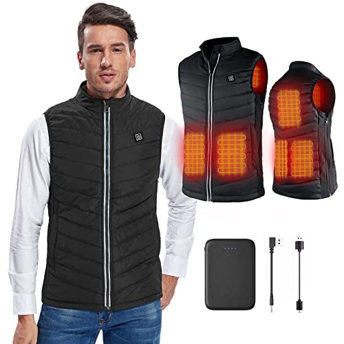 Heated Vest for Men Women with 10000mAh Power Bank,Lightweight USB Rechargeable Electric Heating Jacket Coat.Large/X-Large