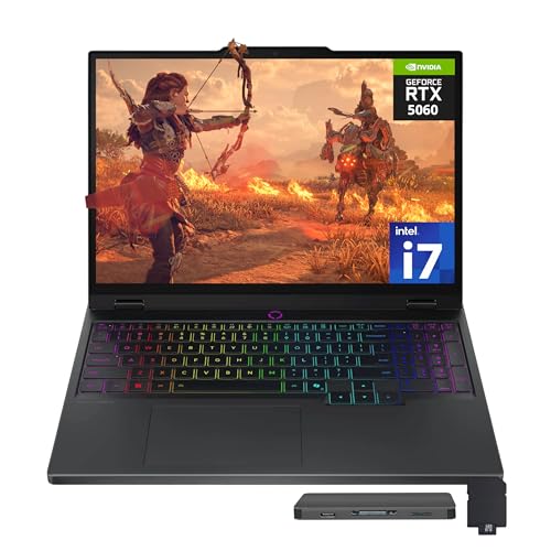 Image of Lenovo Legion 5 15.1 inch WQXGA 165Hz Gaming Laptop, Intel i7-14700HX, RTX 5060 8GB GDDR7, 32GB DDR5, 1TB SSD, 24-Zone RGB Backlit Keyboard, 5.0MP Camera, Wi-Fi 7, Win 11, Black, 512GB Docking Station Set