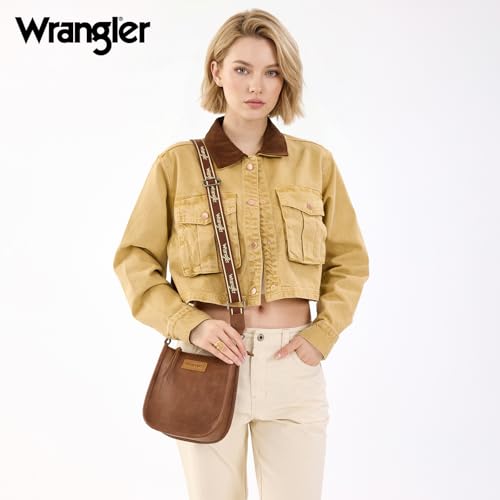 Image of Wrangler Small Crossbody Bag for Women, Mini Shoulder Purse with Adjustable Strap, Vegan Leather Phone Purse