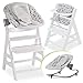 Hauck Seggiolone Alpha Plus Set Premium - Seggiolone Legno Evolutivo dalla Nascita, con Sdraietta Dondolo Neonati Reclinabile e Cuscino - (Bianco/Grigio)