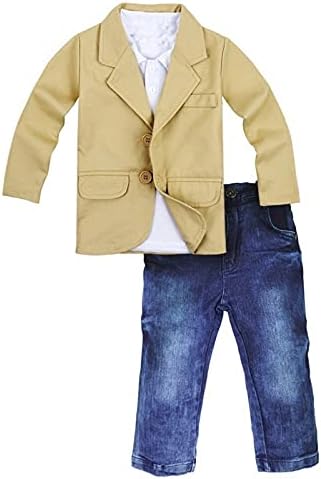 Baby Boy Gentleman 3 Pieces Shirt Jacket Jeans Set Toddler Pants Clothing
