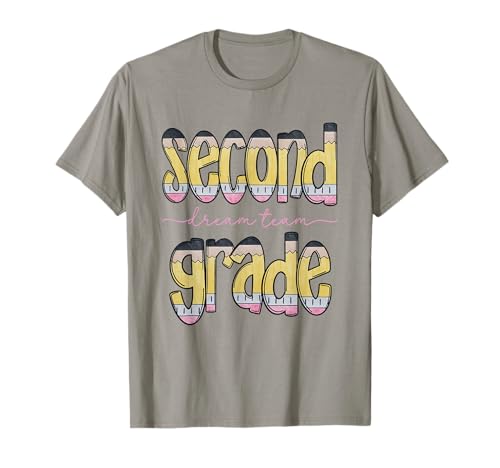 Retro Second Grade Dream Team Pencil Teacher Back To School T-Shirt