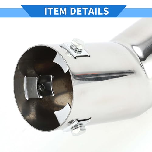 VekAuto 1 Pc Curved Exhaust Tip 1.1" - 2.4" Inlet 2.5" Outlet 7.1" Length Tailpipe Universal Car Bolt on Stainless Steel Silver Tone Rear by VekAuto - Image 7