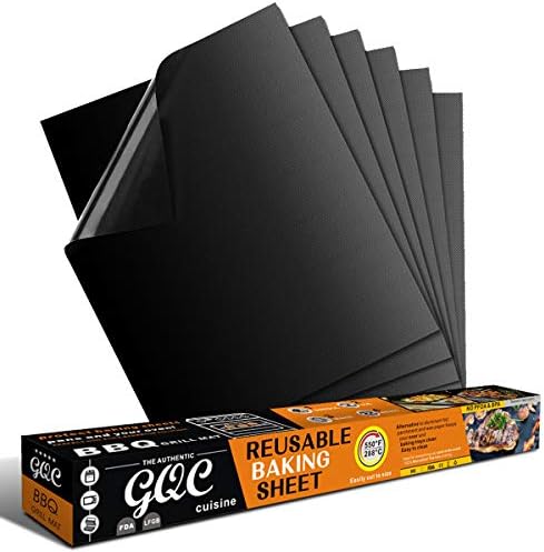 GQC BBQ Grill Mat, Non-Stick Grill Cooking Mat Teflon Reusable Barbecue Baking Mats, Heavy Duty,Easy to Clean - Works on Electric Grill Gas Charcoal BBQ (6X(33X40) cm)