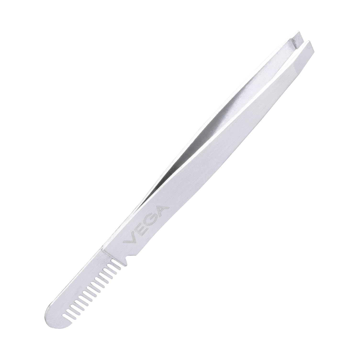 2 In 1 Brow Groomer and Tweezer, Silver, 16 g