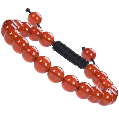 Massive Beads Natural Healing Power Gemstone Crystal Beads Unisex Adjustable Macrame Bracelets (Carnelian)