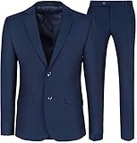  STENSER K5149 Herren Anzüge Business 2 Teilig Slim-Fit, Blau, 102 (Label Size 52/188)