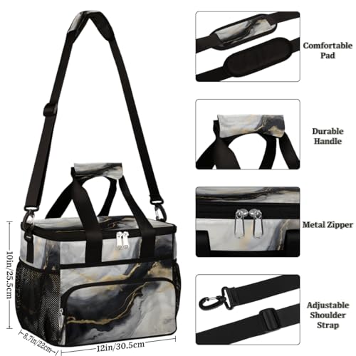 Art Painting Insulated Picnic Backpack Lunch Box for Women Men Picnic Basket Tote Lunch Bag Picnic Bag Portable Lunch Bags for Picnic, Beach, Work, Trip,Office, Camp Marble Liquid Texture