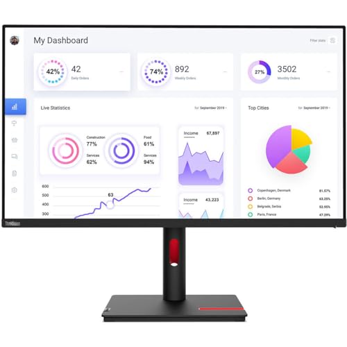 Image of Lenovo ThinkVision T22i-30 21.5 Full HD WLED LCD Monitor - 16:9 - Raven Black