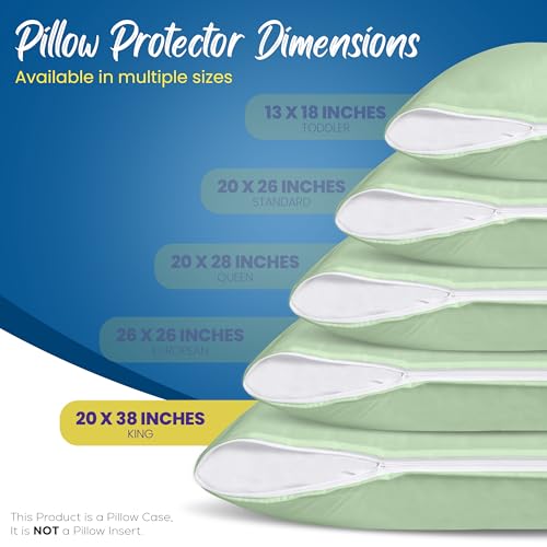 Image of Utopia Bedding Premium 100% Waterproof Pillow Protectors with Zipper King Size (Set of 4), Bed Bug and Dust Mite Proof Zippered Pillow Covers, Pillow Encasement Cases, Sage