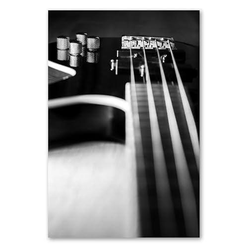 Postereck - 3428 - Bass Gitarre, Musik Instrument Schwarz Weiss - Wandposter Fotoposter Bilder Wandbild Wandbilder - Poster - DIN A4-21,0 cm x 29,7 cm