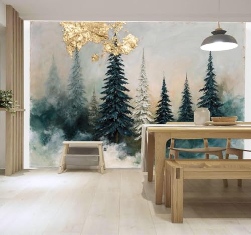 Papier peint panoramique forêt brumeuse pour un salon relaxant - 4