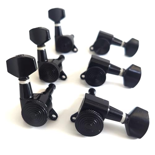 Pro 6 inline Guitar Locking Tuners 6R String Tuning Pegs Keys Machine Heads Set for Fender Stratocaster Strat Telecaster Tele Style Electric Guitar, Black