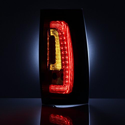 AKKON - For [C-Shape LED] 07-14 Chevy Suburban Tahoe Yukon Yukon XL Black Bezel Tail Lights Rear Brake Lamps Left+Right Pair