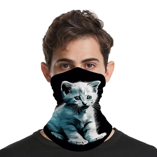 Pasamontaña Balaclava Transpirable y a Prueba de Viento para Hombre y Mujer, Máscara Facial Refrigerante con Diseño de Gato Blanco, Protector Solar y Antipolvo miniatura 3