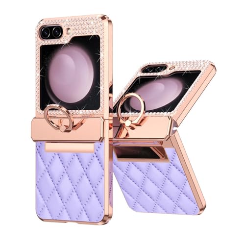 Coque violette pour Galaxy Z Flip 6 anti-chute avec diamants pour le quotidien