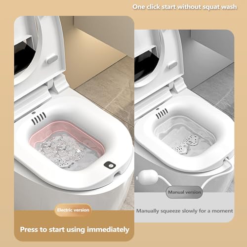 Sitz Bath, Sitz Bath for Hemorrhoids - Sitz Bath for Toilet Seat - Sitz Bath for Postpartum Care, Sits Bath Kit for Women, Collapsible, Wider Seating Area, Deeper Bowl,Blue