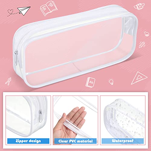 Image of Sepamoon 30 Pcs Clear Pencil Pouches with Zipper, Multipurpose Pencil Cases Bulk, Waterproof Cosmetic Bags for School Supplies, Markers, Makeup Brushes, Travel Toiletries & Daily Organization(White)