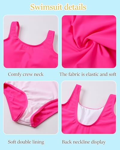 Image of Girls Swimsuits for Girl One Piece Swimsuit Solid Color Girls' Swimwear Cute Kids Bathing Suit Quick Dry 6-16Y Yizuoding005