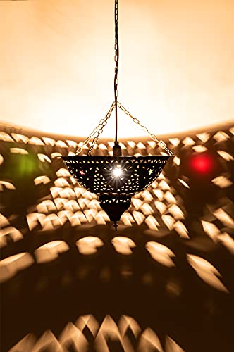Orientalische Lampe Pendelleuchte Rostfarben Atra E27 Lampenfassung | Marokkanische Design Hängeleuchte Leuchte aus… – Bild 5