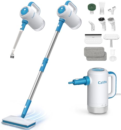 Czlife Z7 Steam Mop for Floor Cleaning, 13-in-1 Handheld Steam Cleaner for Home Tile Grout Hardwood Laminate Furniture Couch Clothes Carpet, Multi-Purpose Floor Steamer Machine, Corded (Blue) by Czlife - Used condition - US$55.97