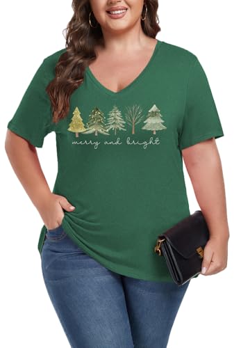 Image of ForHailey Women's Plus Size Short Sleeve Tee Shirt V Neck Basic Ladies Loose Fit T Shirt 1X-5X