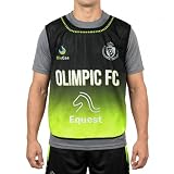 Wanapix | Peto Deportivo Personalizado | Talla L Adulto (Grande) | Ribete Negro | Rejilla Transpirable | Peto de Entrenamiento con Escudo, Dorsal | Diseño Amarillo y Negro