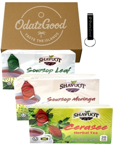 Shavuot Jamaican Cerasee, Soursop and Soursop/Moringa Tea Variety Pack of 3 Packaged w/ODatzGood