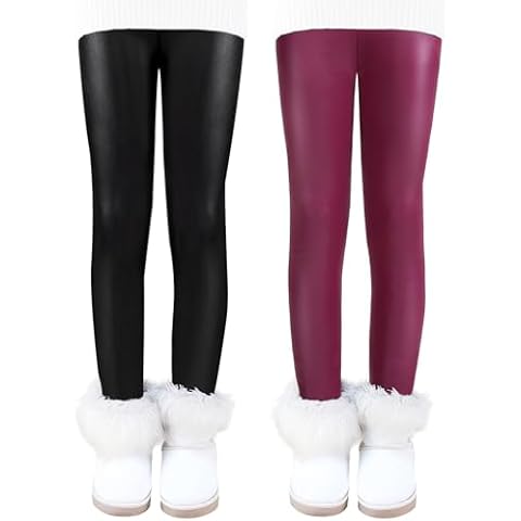 Auranso Girls Fleece Lined Thermal Leggings 2 Pack Cover