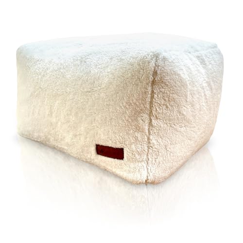 Aiire Puff Salon Moderno XXL - Puf con Relleno Incluido para Decoracion Habitacion Juvenil - Bean Bag Chair Reposapiés - Puffs Infantiles Grandes - Borreguito Blanco
