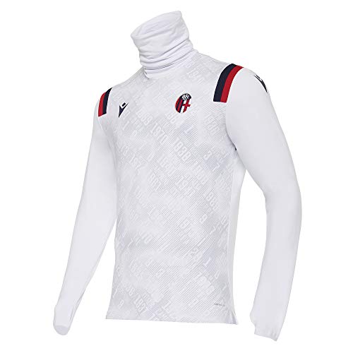 Macron Bfc M20 Casacca Pregara Collo Alto Poli BIA/NAV/Ros Ml SR, Bologna FC 2020/21 Uomo, Bianco, L