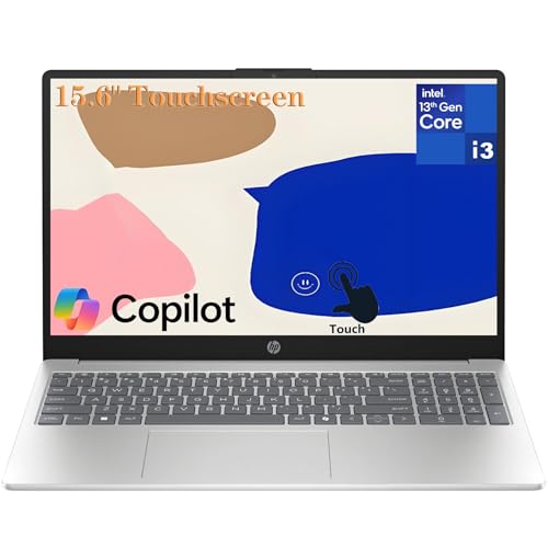 Image of HP 15.6 inch Touchscreen Laptop Computer for School, Lifetime Office 365, Intel i3-1315U, 32GB RAM, 1TB SSD, Long Battery Life, Copilot AI, Windows 11 Home, Classic Silver, 500GB External HDD
