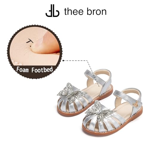 Image of THEE BRON Toddler Girls Closed-Toe Sandals Sweet Retro Cutout Summer Dress Shoes