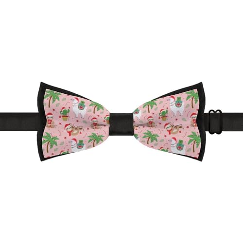 GoasNei Sloth Cactus Alpaca Merry Christmas Animal Bow Tie for Men Adjustable Necktie Funny Tie Neck Ties for Weddings Party
